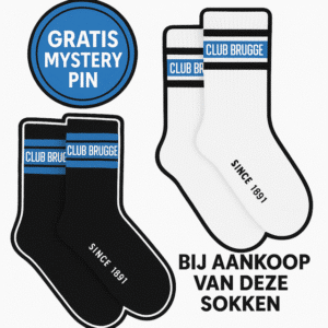 Club Brugge witte + zwarte sokken set + mystery pin