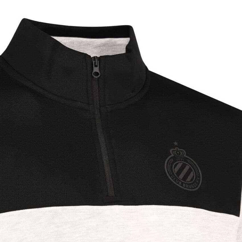 Zwart/grijze Club Brugge sweater 1/4de zip met logo - Afbeelding 2